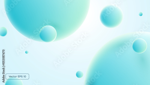 Morphing colorful blobs. Vector 3d illustration. Abstract 3d background. Gradient background with turquoise metaball shapes.Liquid colors. Banner or sign design