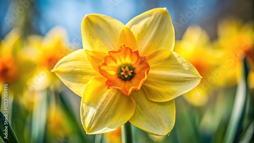 A close-up of a daffodil flower with its trumpet-shaped center and delicate petals, flower close up, spring, garden, petal, flower