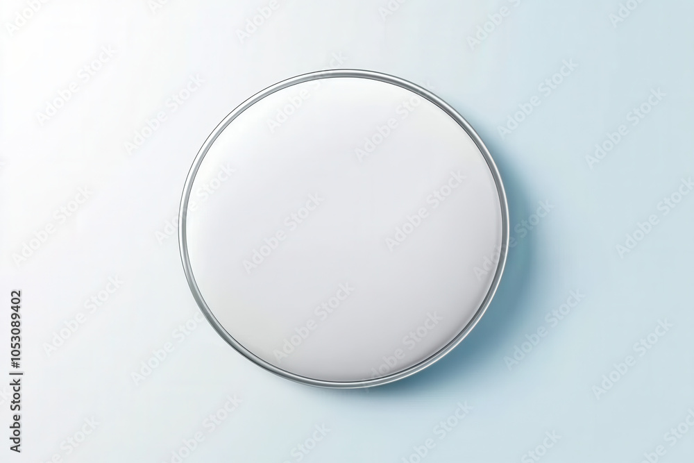 A simple round mirror is positioned against a light blue background, showcasing a sleek, minimalist design. A simple round mirror is positioned against a light blue background, showcasing a sleek, minimalist design.