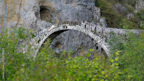 Kokkori Stone Bridge in Zagorochoria Epirus Greece, Animation Video photo