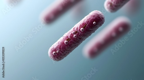 Pseudomonas Aeruginosa Bacteria Linked to Hospital Acquired Infections with Flagella and Rod Shape on Soft Background photo