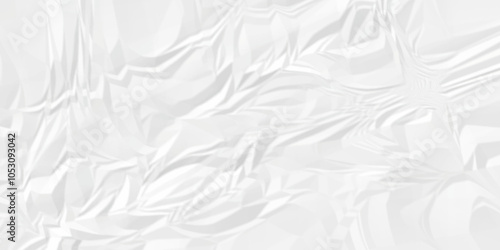 Empty White color crumple paper texture pattern abstract background. Crumpled white paper abstract shape background with space paper for texture.