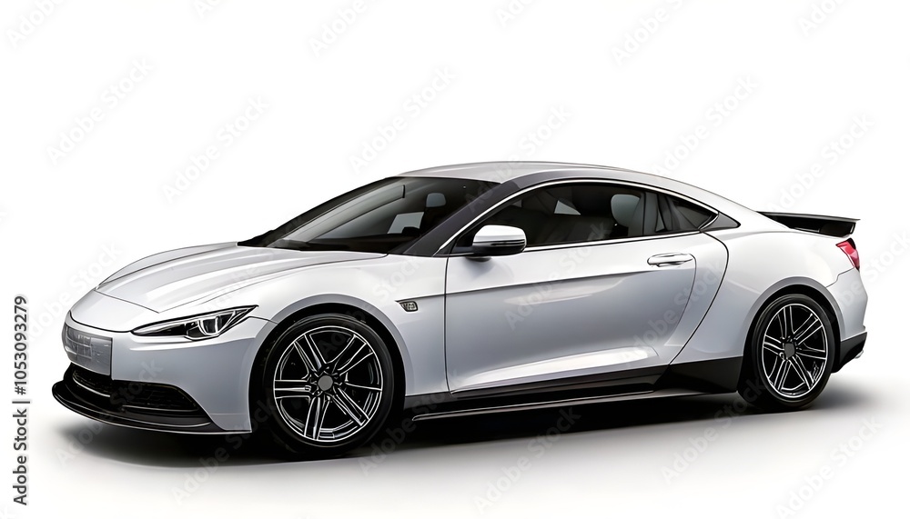 Naklejka premium Minimalist Design: White Sports Car Isolated
