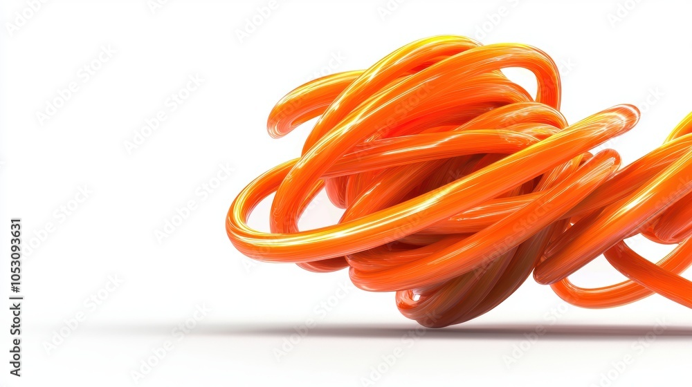 Abstract Neon Orange Swirls on White Background Abstract Neon Orange Swirls on White Background