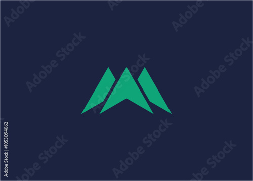 Letter m with arrow logo icon design vector design template inspiration