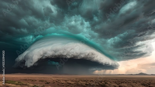 Dramatic Desert Storm Clouds Approaching with Towering Ominous Presence photo