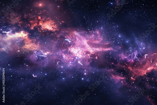 Glowing Nebula and Stars in the Cosmos