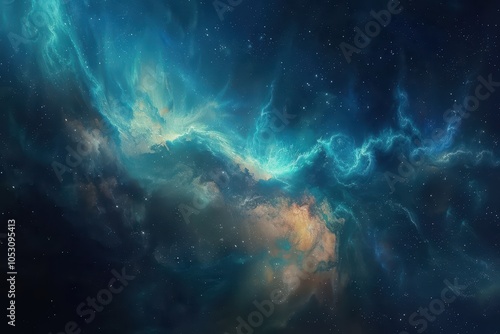 Glowing Nebula with Stars in Deep Space