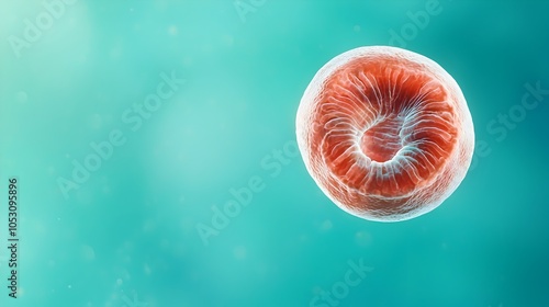 Macro Photograph of a Single Vivid Amoeba Floating in Clear Aquatic Surroundings on Soft Background photo