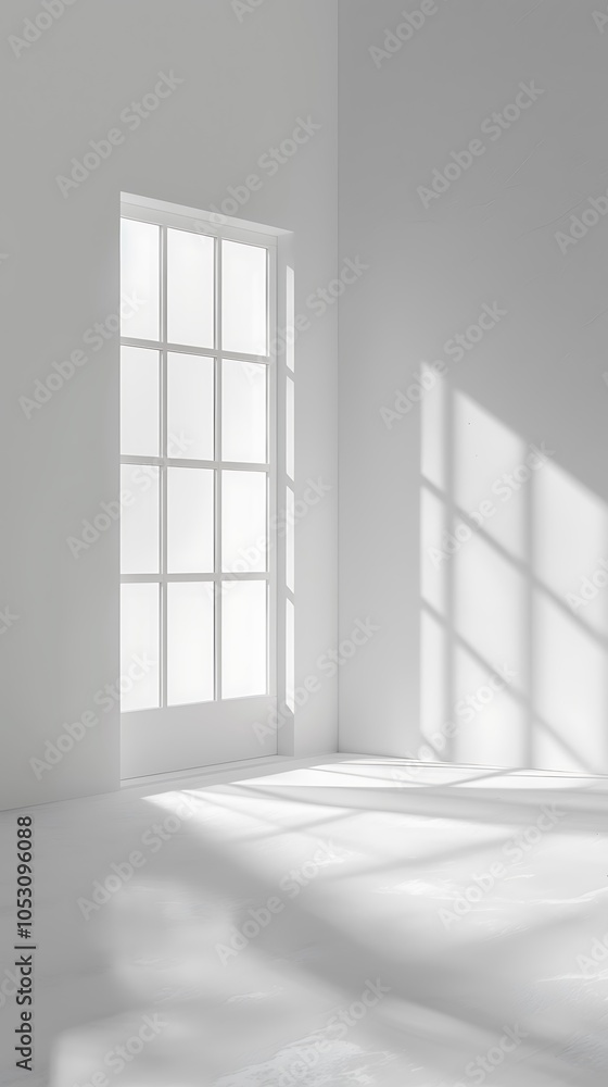 White empty room with window and sunlight. White empty room with window and sunlight.