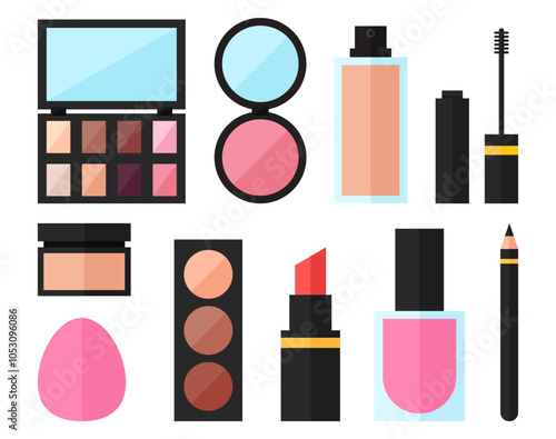 Set of make up cosmetic clipart print flat illustration