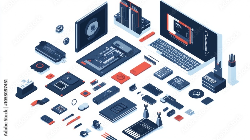 Obraz premium Computer engineering icons for web and graphic design, showing a tech-focused concept