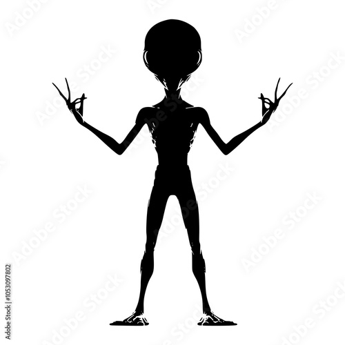 Alien silhouette vector 