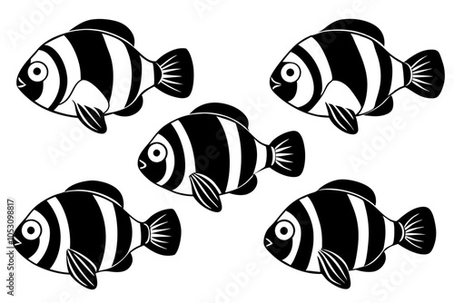 clown fishes silhouette vector illustration