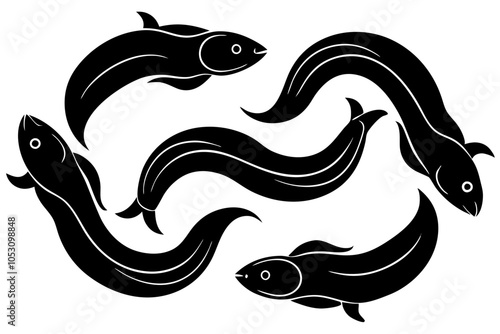 eels fishes design silhouette vector illustration photo