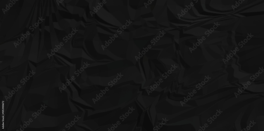 Empty wrinkle black color crumple paper texture pattern abstract background. Crumpled black paper abstract shape background with space paper for texture. Empty wrinkle black color crumple paper texture pattern abstract background. Crumpled black paper abstract shape background with space paper for texture.