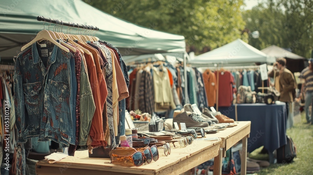 Obraz premium Vintage Clothing Market Stall