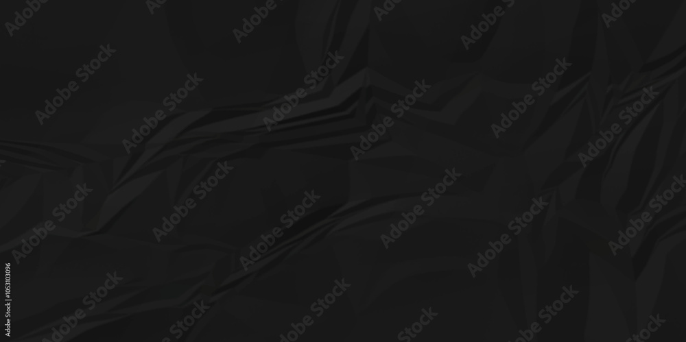 Empty wrinkle black color crumple paper texture pattern abstract background. Crumpled black paper abstract shape background with space paper for texture. Empty wrinkle black color crumple paper texture pattern abstract background. Crumpled black paper abstract shape background with space paper for texture.