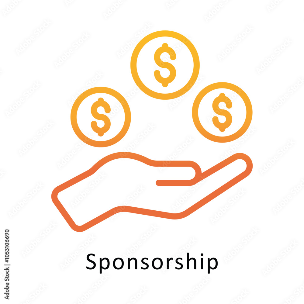 Sponsorship vector Outline Gradient Design icon. Volunteering Symbol on White background EPS 10 File Sponsorship vector Outline Gradient Design icon. Volunteering Symbol on White background EPS 10 File