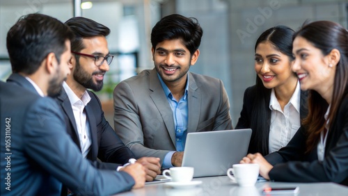 Young Professionals Brainstorming – Indian coworkers strategizing around a table. 