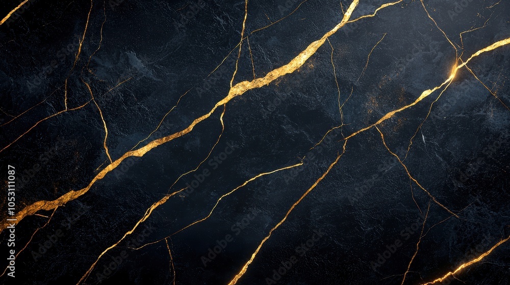 A black and gold surface with cracks and splinters A black and gold surface with cracks and splinters