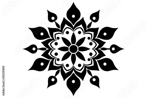 Rangoli Pattern Silhouette | isolated vector illustration on white background