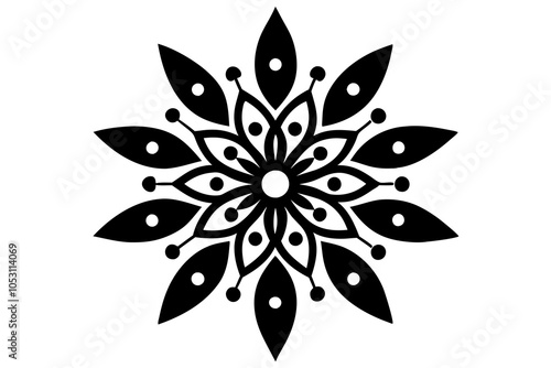 Rangoli Pattern Silhouette | isolated vector illustration on white background