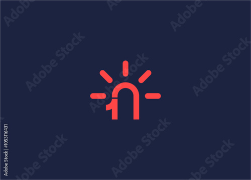 Number 1 with finger touching logo icon design vector design template inspiration