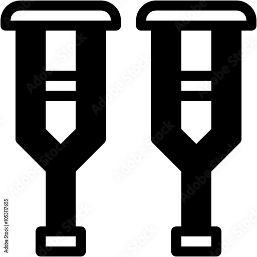 Vector Icon Crutches, Healthcare And Medical, Amputation, Crutches, Injury