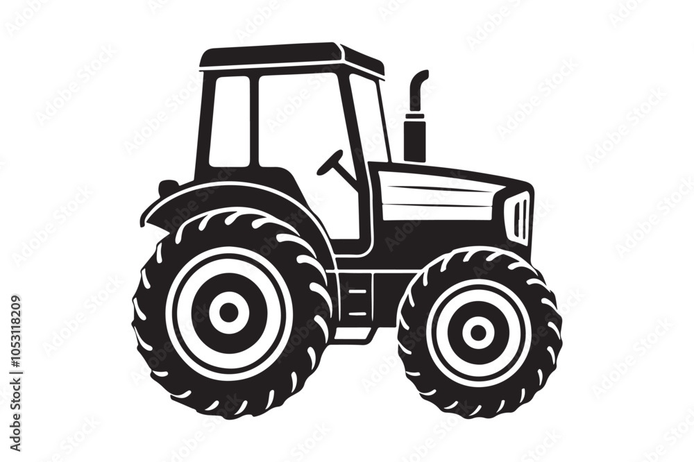 High-Quality Tractor Silhouette Vector Illustration, Tractor Silhouette High-Quality Tractor Silhouette Vector Illustration, Tractor Silhouette