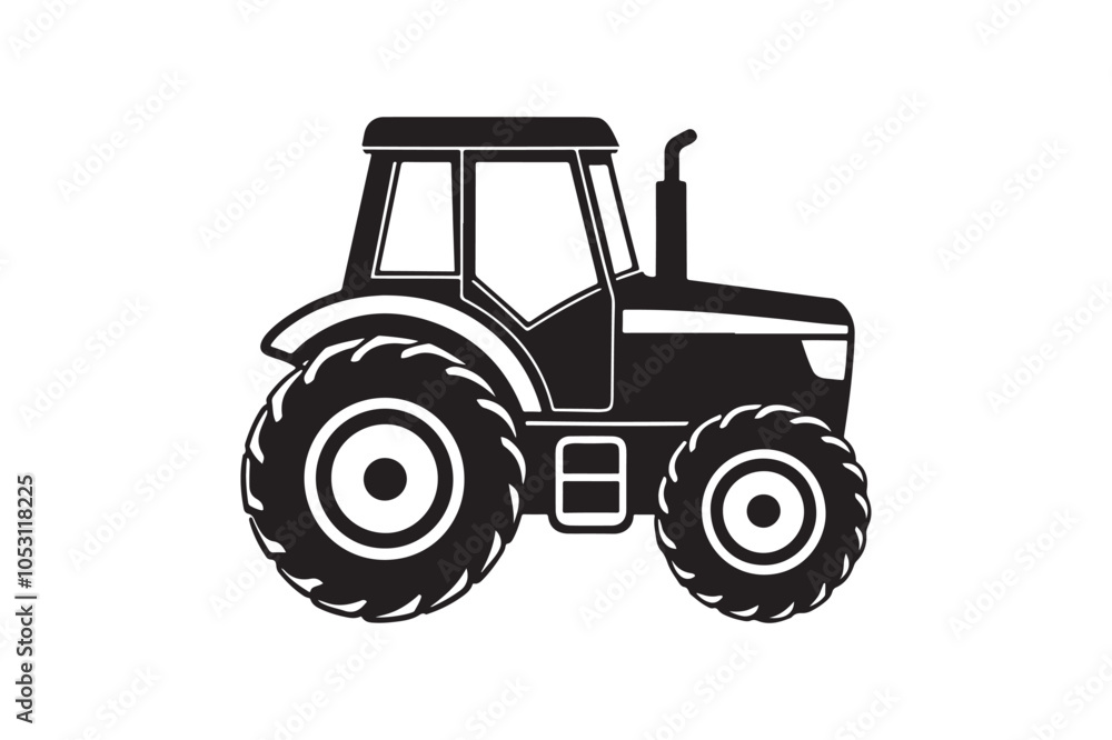 High-Quality Tractor Silhouette Vector Illustration, Tractor Silhouette High-Quality Tractor Silhouette Vector Illustration, Tractor Silhouette