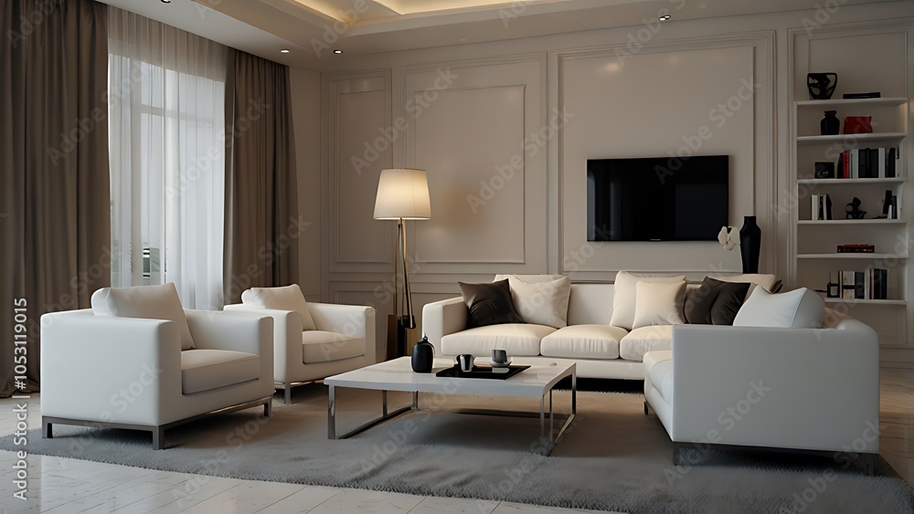 Modern scandinavian living room interior - 3d render Modern scandinavian living room interior - 3d render