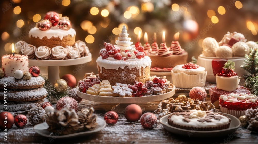 Festive Display of Holiday Treats on a Cheerful Table Festive Display of Holiday Treats on a Cheerful Table