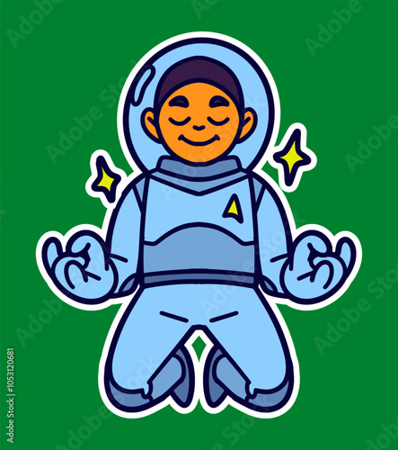 Boy Kid Astronaut Doodle Sticker Illustration