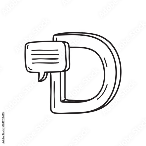 Illustration of a Dialogue beside letter D 