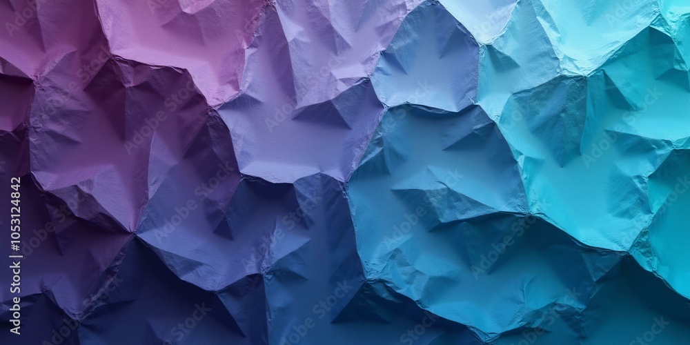 Obraz premium Paper Textured in Dark Purple to Aqua, Crumpled Textured Paper