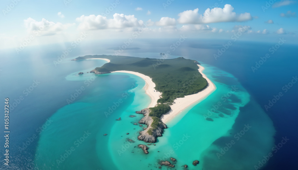 Obraz premium Beautiful Aerial View of a Tropical Island with White Sand Beaches