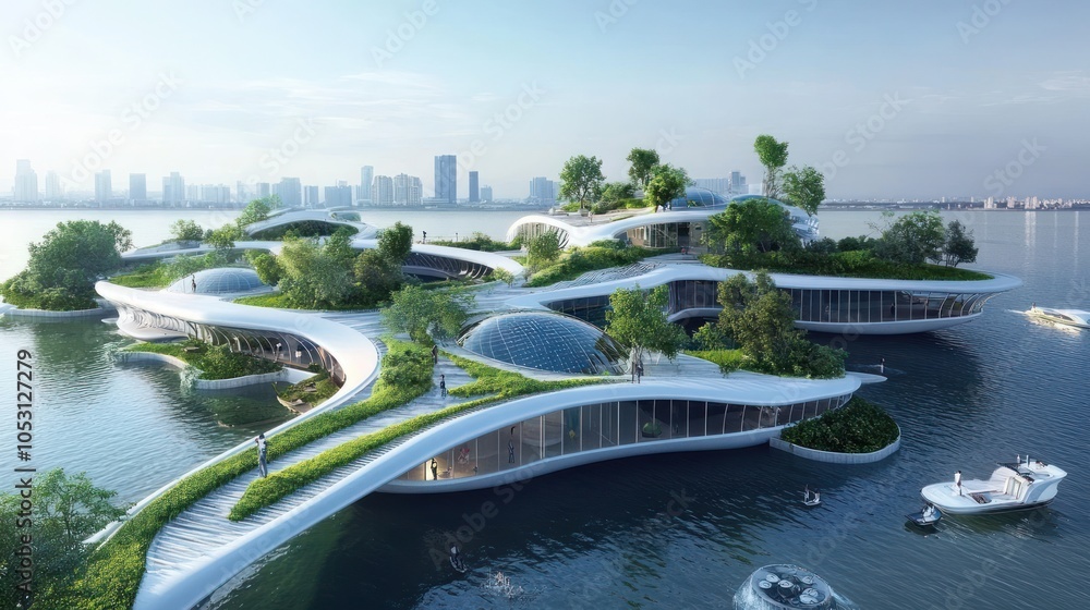 Fototapeta premium Futuristic Floating City Concept
