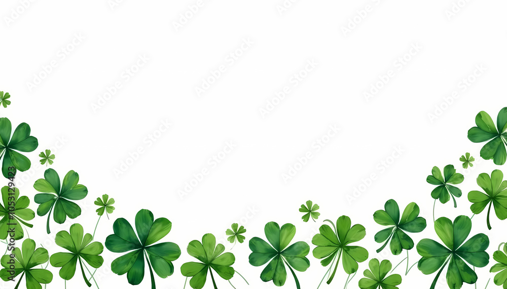 background with green shamrocks for Saint Patrick's Day celebration, copy space background with green shamrocks for Saint Patrick's Day celebration, copy space