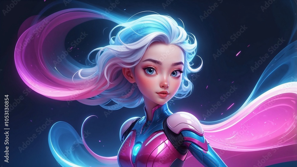 A dynamic wave of AI energy represented by flowing lines and formation of beautiful girl. A dynamic wave of AI energy represented by flowing lines and formation of beautiful girl.