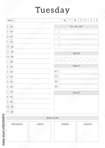 Tuesday Daily Planner