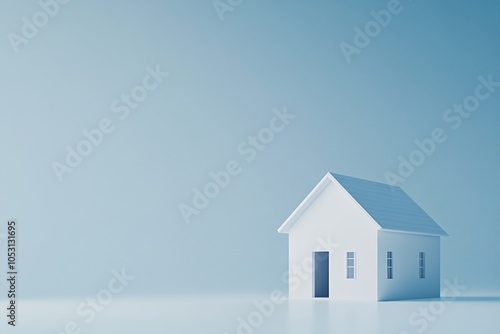 Wallpaper Mural Minimalist White House Model on a Blue Background Torontodigital.ca