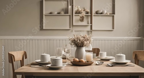 Wallpaper Mural Tiny Dining with Soft Neutral Tones
 Torontodigital.ca