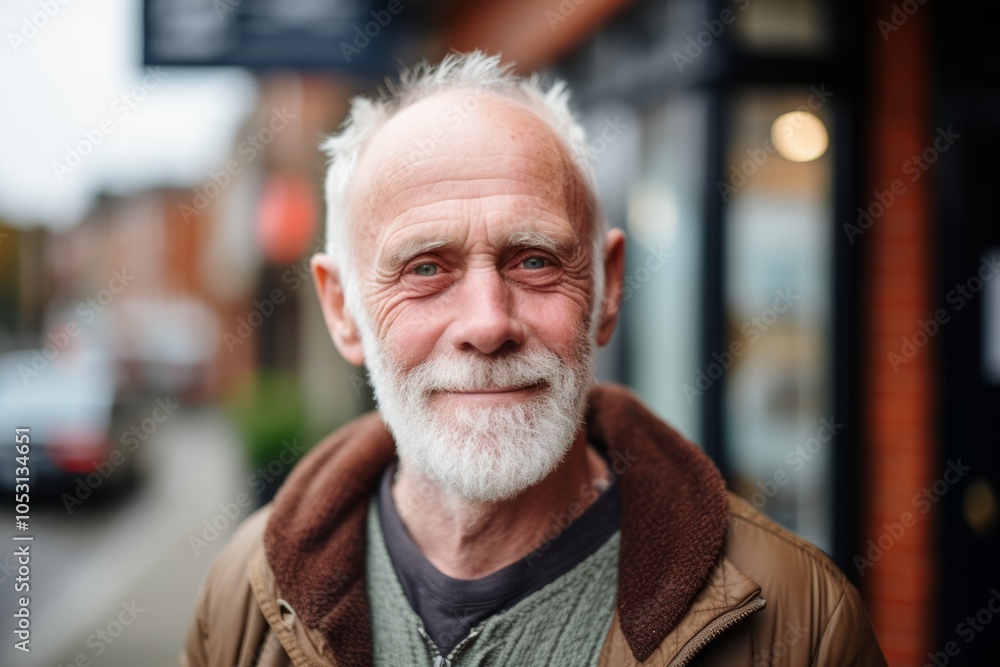 Portrait of a senior man with white beard in the city. Portrait of a senior man with white beard in the city.