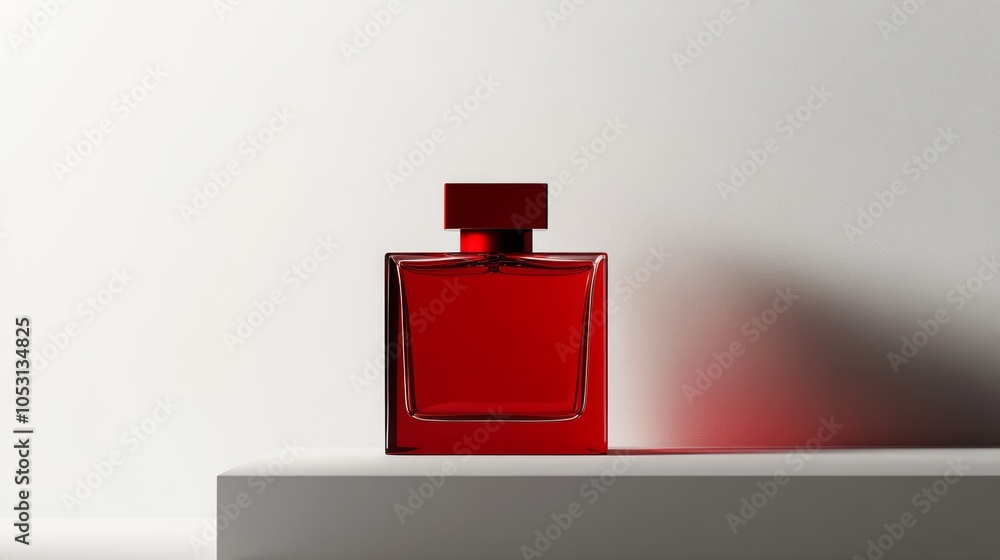 mockup empty red square perfume bottle on white background, Ai generated images mockup empty red square perfume bottle on white background, Ai generated images