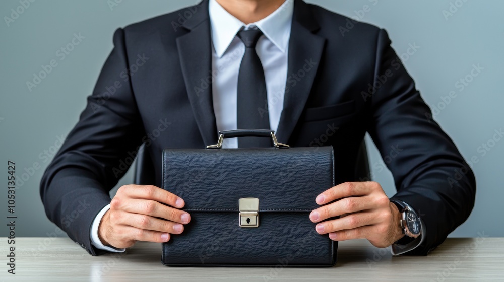 Businessman with Briefcase in Professional Setting Businessman with Briefcase in Professional Setting