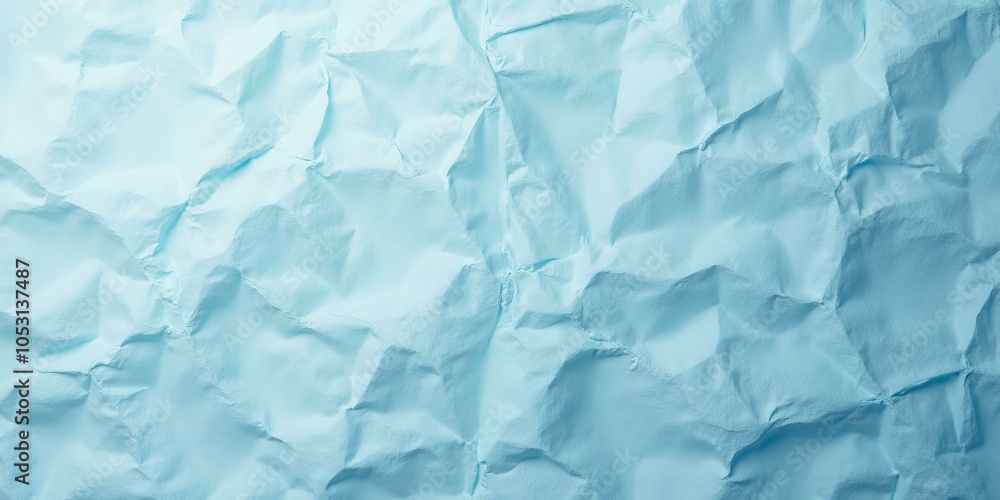 Fototapeta premium Paper Textured in Abalone to Light Blue with Crumpled Paper Featuring Visible Creases and Folds