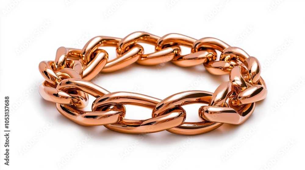 Obraz premium A photostock of a golden chain isolated on a white background, symbolizing luxury and fashion.