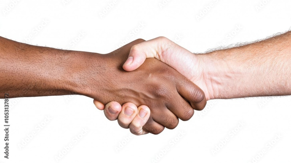 A photostock of a handshake between two businesspeople of different ethnicities, symbolizing partnership. A photostock of a handshake between two businesspeople of different ethnicities, symbolizing partnership.