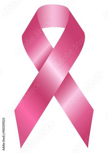 Breast Cancer Awareness Month with Classic Pink ribbon illustration Ribbon Sign on Transparent Background Vector Illustration EPS10